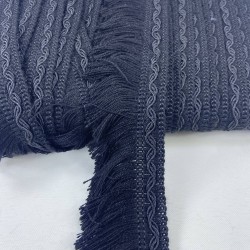 Siyah Çizgili Yüksek Kalite Pamuk Saçak Şerit Püskül-PUSKUL-1034 Siyah Çizgili Yüksek Kalite Pamuk Saçak Şerit Püskül-PUSKUL-1034