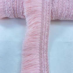 Pembe Çizgili Yüksek Kalite Pamuk Saçak Şerit Püskül-PUSKUL-1035 Pembe Çizgili Yüksek Kalite Pamuk Saçak Şerit Püskül-PUSKUL-1035