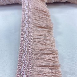 Pudra Çizgili Yüksek Kalite Pamuk Saçak Şerit Püskül-PUSKUL-1037 Pudra Çizgili Yüksek Kalite Pamuk Saçak Şerit Püskül-PUSKUL-1037