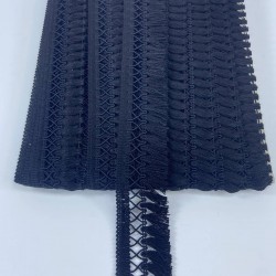 Siyah Çapraz Desenli Yüksek Kalite Saçak Şerit Püskül-PUSKUL-1041 Siyah Çapraz Desenli Yüksek Kalite Saçak Şerit Püskül-PUSKUL-1041