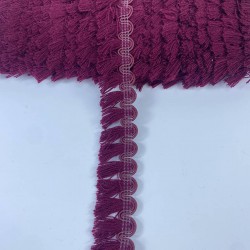 Bordo Su Yolu Desenli İnce Saçak Şerit Püskül-PUSKUL-1064 Bordo Su Yolu Desenli İnce Saçak Şerit Püskül-PUSKUL-1064