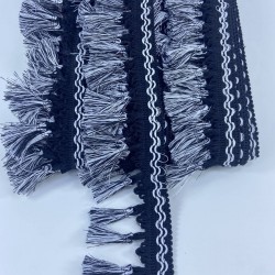 Siyah Beyaz Renkli Topuzlu Saçak Şerit Püskül-PUSKUL-1067 Siyah Beyaz Renkli Topuzlu Saçak Şerit Püskül-PUSKUL-1067