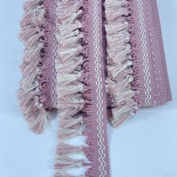 Pembe Beyaz Renkli Topuzlu Saçak Şerit Püskül-PUSKUL-1068 Pembe Beyaz Renkli Topuzlu Saçak Şerit Püskül-PUSKUL-1068
