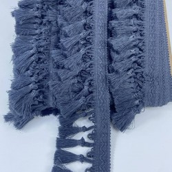 Koyu Füme Topuzlu Saçak Şerit Püskül-PUSKUL-1070