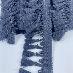 Koyu Füme Topuzlu Saçak Şerit Püskül-PUSKUL-1070