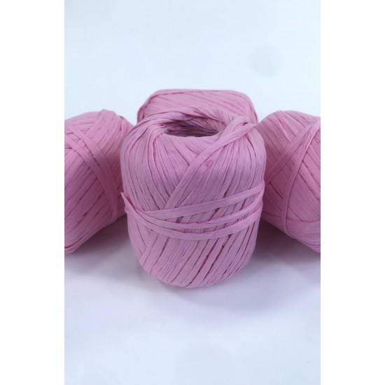 Pembe Yumuşak Rafya İp Yıkanmış Rafya 50 Gr 1 Top-RAF-1001