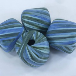 Yeşil Turkuaz Karışık Renkli Yumuşak Rafya İp 50 Gram 1 Top-RAF-1023