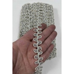 Krem G&uuml;m&uuml;ş Raviona Dekoratif Kenar S&uuml;s&uuml; Şerit &ndash; El İşi S&uuml;sleme Şeridi 1 Metre-RAVIONA-100