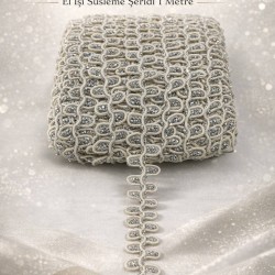 Krem G&uuml;m&uuml;ş Raviona Dekoratif Kenar S&uuml;s&uuml; Şerit &ndash; El İşi S&uuml;sleme Şeridi 1 Metre-RAVIONA-100