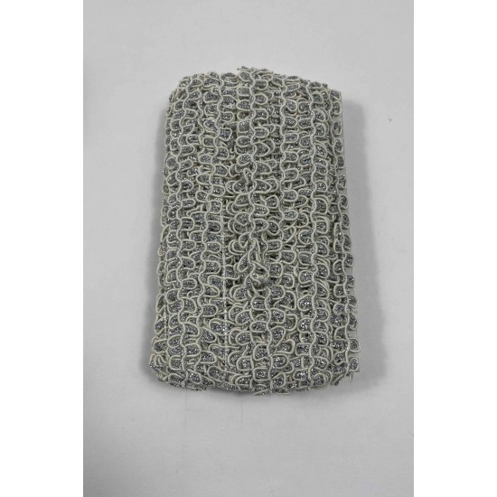 Krem G&uuml;m&uuml;ş Raviona Dekoratif Kenar S&uuml;s&uuml; Şerit &ndash; El İşi S&uuml;sleme Şeridi 1 Metre-RAVIONA-100