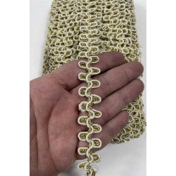 Gold Krem Raviona Dekoratif Kenar S&uuml;s&uuml; Şerit &ndash; El İşi S&uuml;sleme Şeridi 1 Metre-RAVIONA-102
