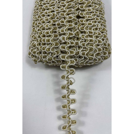 Gold Krem Raviona Dekoratif Kenar S&uuml;s&uuml; Şerit &ndash; El İşi S&uuml;sleme Şeridi 1 Metre-RAVIONA-102