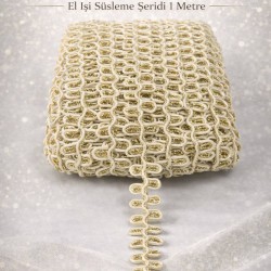 Gold Krem Raviona Dekoratif Kenar S&uuml;s&uuml; Şerit &ndash; El İşi S&uuml;sleme Şeridi 1 Metre-RAVIONA-102