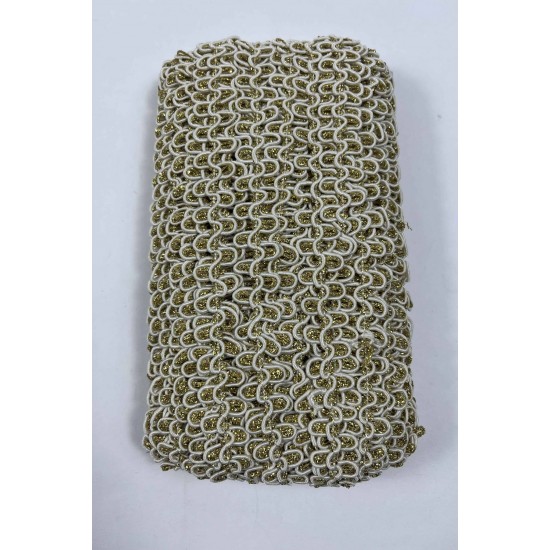 Gold Krem Raviona Dekoratif Kenar S&uuml;s&uuml; Şerit &ndash; El İşi S&uuml;sleme Şeridi 1 Metre-RAVIONA-102