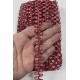 Kırmızı G&uuml;m&uuml;ş Raviona Dekoratif Kenar S&uuml;s&uuml; Şerit &ndash; El İşi S&uuml;sleme Şeridi 1 Metre-RAVIONA-103