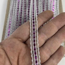 G&uuml;m&uuml;ş Mor Reflecta Hologramlı Dekoratif Şerit &ndash; Simli Parlak S&uuml;sleme Şeridi 1 Metre-REFLECTA-4