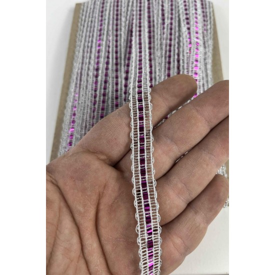 G&uuml;m&uuml;ş Mor Reflecta Hologramlı Dekoratif Şerit &ndash; Simli Parlak S&uuml;sleme Şeridi 1 Metre-REFLECTA-4