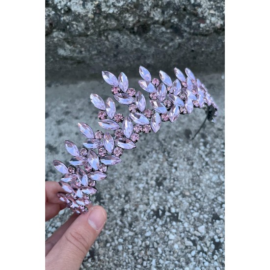 Regina Pembe Gelin Kına Tacı Özel Gün Aksesuar Kadın Taç Saç Aksesuarı-REGINA-10 Regina Pembe Gelin Kına Tacı Özel Gün Aksesuar Kadın Taç Saç Aksesuarı-REGINA-10