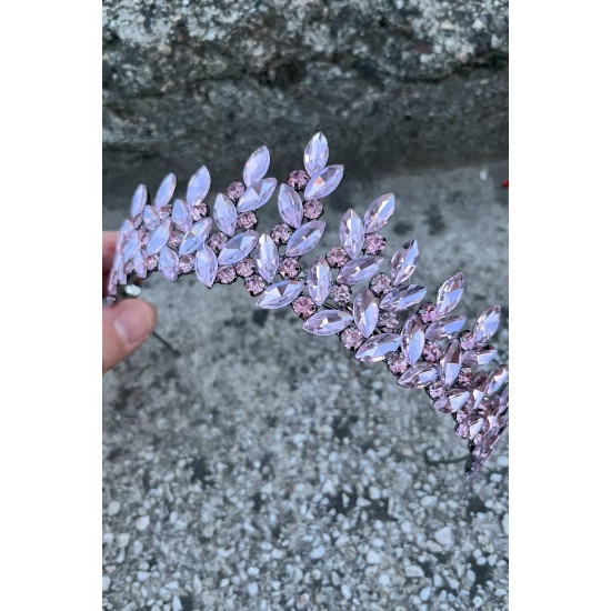 Regina Pembe Gelin Kına Tacı Özel Gün Aksesuar Kadın Taç Saç Aksesuarı-REGINA-10 Regina Pembe Gelin Kına Tacı Özel Gün Aksesuar Kadın Taç Saç Aksesuarı-REGINA-10