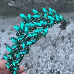 Regina Yeşil Gelin Kına Tacı Özel Gün Aksesuar Kadın Taç Saç Aksesuarı-REGINA-11 Regina Yeşil Gelin Kına Tacı Özel Gün Aksesuar Kadın Taç Saç Aksesuarı-REGINA-11