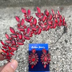 Regina Bordo Gelin Kına Tacı Özel Gün Aksesuar Kadın Taç Ve İnce Mekik Küpe Takımı-REGINA-19 Regina Bordo Gelin Kına Tacı Özel Gün Aksesuar Kadın Taç Ve İnce Mekik Küpe Takımı-REGINA-19