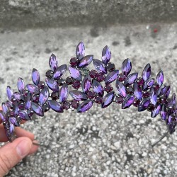 Regina Mor Gelin Kına Tacı Özel Gün Aksesuar Kadın Taç Saç Aksesuarı-REGINA-2 Regina Mor Gelin Kına Tacı Özel Gün Aksesuar Kadın Taç Saç Aksesuarı-REGINA-2