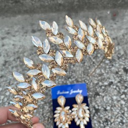 Regina Gold Gelin Kına Tacı Özel Gün Aksesuar Kadın Taç Ve İnce Mekik Küpe Takımı-REGINA-25 Regina Gold Gelin Kına Tacı Özel Gün Aksesuar Kadın Taç Ve İnce Mekik Küpe Takımı-REGINA-25