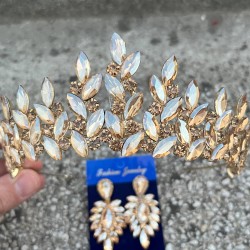 Regina Gold Gelin Kına Tacı Özel Gün Aksesuar Kadın Taç Ve İnce Mekik Küpe Takımı-REGINA-25 Regina Gold Gelin Kına Tacı Özel Gün Aksesuar Kadın Taç Ve İnce Mekik Küpe Takımı-REGINA-25