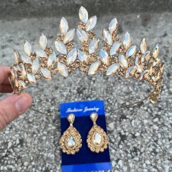 Regina Gold Gelin Kına Tacı Özel Gün Aksesuar Kadın Taç Ve Damla Mekik Küpe Takımı-REGINA-27 Regina Gold Gelin Kına Tacı Özel Gün Aksesuar Kadın Taç Ve Damla Mekik Küpe Takımı-REGINA-27