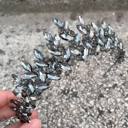 Regina Antrasit Gelin Kına Tacı Özel Gün Aksesuar Kadın Taç Saç Aksesuarı-REGINA-3 Regina Antrasit Gelin Kına Tacı Özel Gün Aksesuar Kadın Taç Saç Aksesuarı-REGINA-3