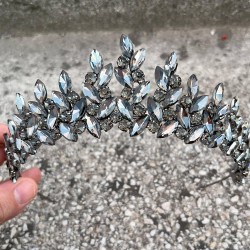 Regina Antrasit Gelin Kına Tacı Özel Gün Aksesuar Kadın Taç Saç Aksesuarı-REGINA-3 Regina Antrasit Gelin Kına Tacı Özel Gün Aksesuar Kadın Taç Saç Aksesuarı-REGINA-3