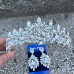 Regina Gümüş Gelin Kına Tacı Özel Gün Aksesuar Kadın Taç Ve Geniş Mekik Küpe Takımı-REGINA-32 Regina Gümüş Gelin Kına Tacı Özel Gün Aksesuar Kadın Taç Ve Geniş Mekik Küpe Takımı-REGINA-32