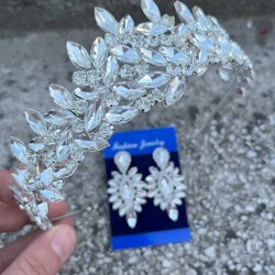 Regina Gümüş Gelin Kına Tacı Özel Gün Aksesuar Kadın Taç Ve İnce Mekik Küpe Takımı-REGINA-33 Regina Gümüş Gelin Kına Tacı Özel Gün Aksesuar Kadın Taç Ve İnce Mekik Küpe Takımı-REGINA-33