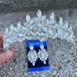 Regina Gümüş Gelin Kına Tacı Özel Gün Aksesuar Kadın Taç Ve İnce Mekik Küpe Takımı-REGINA-33 Regina Gümüş Gelin Kına Tacı Özel Gün Aksesuar Kadın Taç Ve İnce Mekik Küpe Takımı-REGINA-33