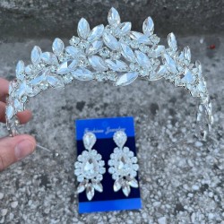 Regina Gümüş Gelin Kına Tacı Özel Gün Aksesuar Kadın Taç Ve Üç Mekik Küpe Takımı-REGINA-34 Regina Gümüş Gelin Kına Tacı Özel Gün Aksesuar Kadın Taç Ve Üç Mekik Küpe Takımı-REGINA-34