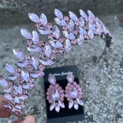 Regina Pembe Gelin Kına Tacı Özel Gün Aksesuar Kadın Taç Ve Üç Mekik Küpe Takımı-REGINA-37 Regina Pembe Gelin Kına Tacı Özel Gün Aksesuar Kadın Taç Ve Üç Mekik Küpe Takımı-REGINA-37