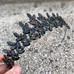 Regina Siyah Gelin Kına Tacı Özel Gün Aksesuar Kadın Taç Saç Aksesuarı-REGINA-4 Regina Siyah Gelin Kına Tacı Özel Gün Aksesuar Kadın Taç Saç Aksesuarı-REGINA-4