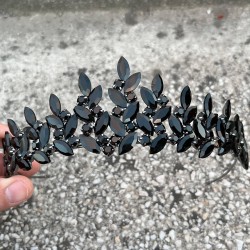 Regina Siyah Gelin Kına Tacı Özel Gün Aksesuar Kadın Taç Saç Aksesuarı-REGINA-4 Regina Siyah Gelin Kına Tacı Özel Gün Aksesuar Kadın Taç Saç Aksesuarı-REGINA-4