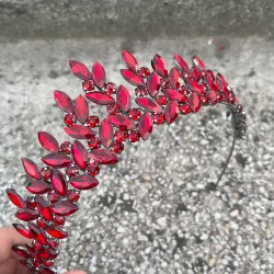 Regina Bordo Gelin Kına Tacı Özel Gün Aksesuar Kadın Taç Saç Aksesuarı-REGINA-5 Regina Bordo Gelin Kına Tacı Özel Gün Aksesuar Kadın Taç Saç Aksesuarı-REGINA-5