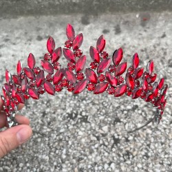 Regina Bordo Gelin Kına Tacı Özel Gün Aksesuar Kadın Taç Saç Aksesuarı-REGINA-5 Regina Bordo Gelin Kına Tacı Özel Gün Aksesuar Kadın Taç Saç Aksesuarı-REGINA-5