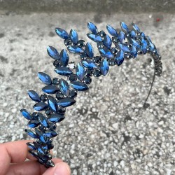 Regina Lacivert Gelin Kına Tacı Özel Gün Aksesuar Kadın Taç Saç Aksesuarı-REGINA-6 Regina Lacivert Gelin Kına Tacı Özel Gün Aksesuar Kadın Taç Saç Aksesuarı-REGINA-6