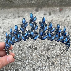 Regina Lacivert Gelin Kına Tacı Özel Gün Aksesuar Kadın Taç Saç Aksesuarı-REGINA-6 Regina Lacivert Gelin Kına Tacı Özel Gün Aksesuar Kadın Taç Saç Aksesuarı-REGINA-6