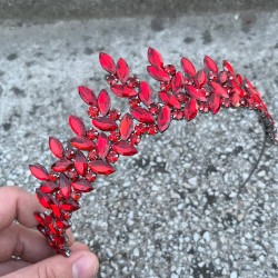 Regina Kırmızı Gelin Kına Tacı Özel Gün Aksesuar Kadın Taç Saç Aksesuarı-REGINA-8 Regina Kırmızı Gelin Kına Tacı Özel Gün Aksesuar Kadın Taç Saç Aksesuarı-REGINA-8