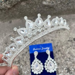 Renata Gümüş Gelin Kına Tacı Özel Gün Aksesuar Kadın Taç Ve Damla Mekik Küpe Takımı-RENATA-10 Renata Gümüş Gelin Kına Tacı Özel Gün Aksesuar Kadın Taç Ve Damla Mekik Küpe Takımı-RENATA-10