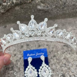 Renata Gümüş Gelin Kına Tacı Özel Gün Aksesuar Kadın Taç Ve Damla Mekik Küpe Takımı-RENATA-10 Renata Gümüş Gelin Kına Tacı Özel Gün Aksesuar Kadın Taç Ve Damla Mekik Küpe Takımı-RENATA-10