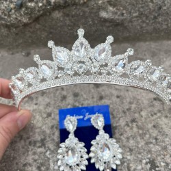 Renata Gümüş Gelin Kına Tacı Özel Gün Aksesuar Kadın Taç Ve Geniş Mekik Küpe Takımı-RENATA-11 Renata Gümüş Gelin Kına Tacı Özel Gün Aksesuar Kadın Taç Ve Geniş Mekik Küpe Takımı-RENATA-11