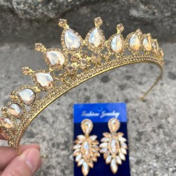 Renata Gold Gelin Kına Tacı Özel Gün Aksesuar Kadın Taç Ve İnce Mekik Küpe Takımı-RENATA-14 Renata Gold Gelin Kına Tacı Özel Gün Aksesuar Kadın Taç Ve İnce Mekik Küpe Takımı-RENATA-14