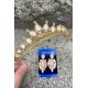 Renata Gold Gelin Kına Tacı Özel Gün Aksesuar Kadın Taç Ve İnce Mekik Küpe Takımı-RENATA-14 Renata Gold Gelin Kına Tacı Özel Gün Aksesuar Kadın Taç Ve İnce Mekik Küpe Takımı-RENATA-14