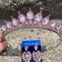 Renata Pembe Gelin Kına Tacı Özel Gün Aksesuar Kadın Taç Ve İnce Mekik Küpe Takımı-RENATA-22 Renata Pembe Gelin Kına Tacı Özel Gün Aksesuar Kadın Taç Ve İnce Mekik Küpe Takımı-RENATA-22