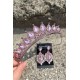 Renata Pembe Gelin Kına Tacı Özel Gün Aksesuar Kadın Taç Ve Geniş Mekik Küpe Takımı-RENATA-23 Renata Pembe Gelin Kına Tacı Özel Gün Aksesuar Kadın Taç Ve Geniş Mekik Küpe Takımı-RENATA-23